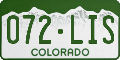 CO license plate 072LIS