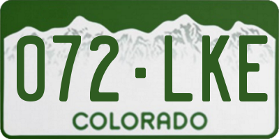 CO license plate 072LKE