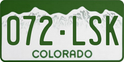 CO license plate 072LSK