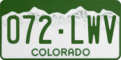 CO license plate 072LWV