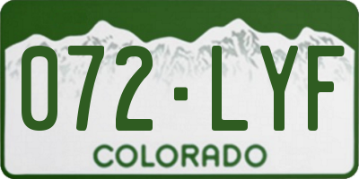 CO license plate 072LYF