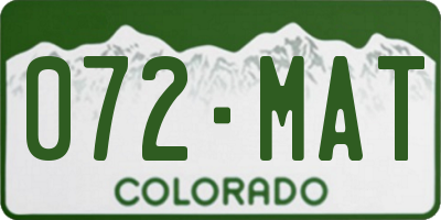 CO license plate 072MAT