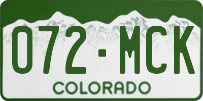 CO license plate 072MCK