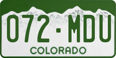 CO license plate 072MDU