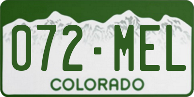 CO license plate 072MEL
