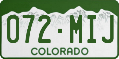 CO license plate 072MIJ
