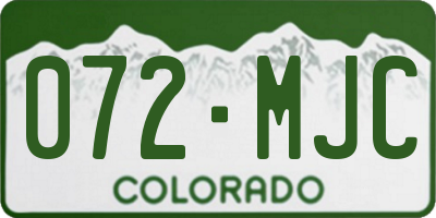 CO license plate 072MJC