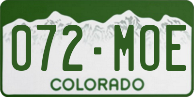 CO license plate 072MOE