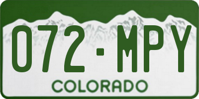 CO license plate 072MPY