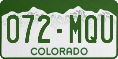 CO license plate 072MQU