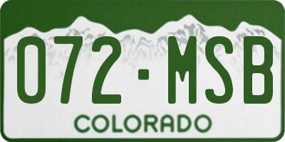 CO license plate 072MSB