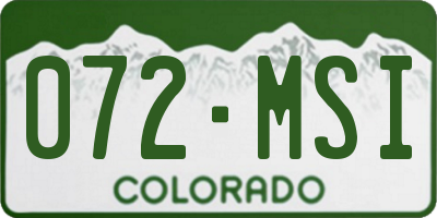 CO license plate 072MSI