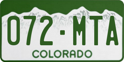 CO license plate 072MTA