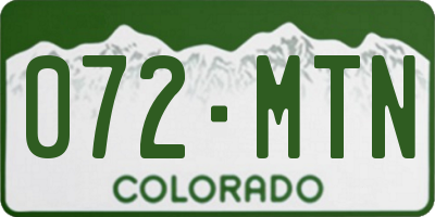 CO license plate 072MTN