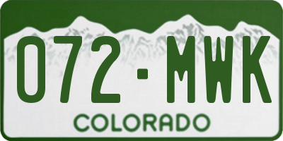 CO license plate 072MWK