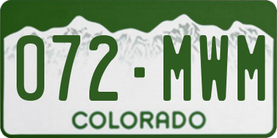 CO license plate 072MWM