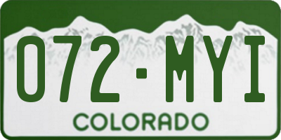 CO license plate 072MYI