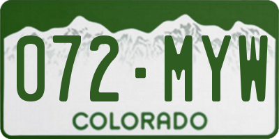 CO license plate 072MYW