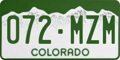 CO license plate 072MZM