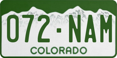 CO license plate 072NAM