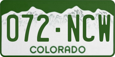 CO license plate 072NCW
