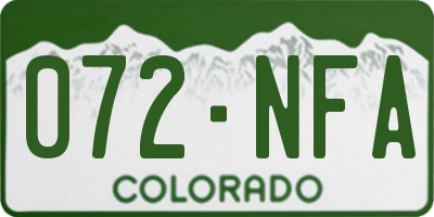 CO license plate 072NFA