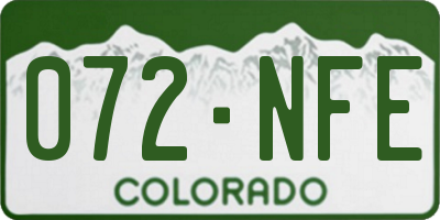 CO license plate 072NFE