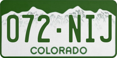 CO license plate 072NIJ