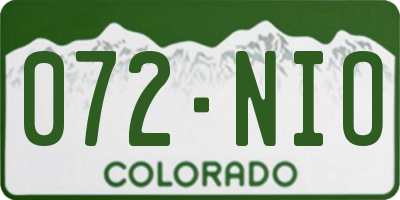 CO license plate 072NIO