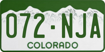 CO license plate 072NJA