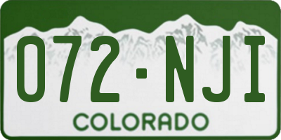 CO license plate 072NJI