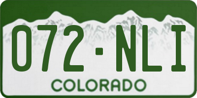 CO license plate 072NLI