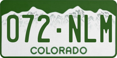 CO license plate 072NLM