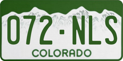 CO license plate 072NLS