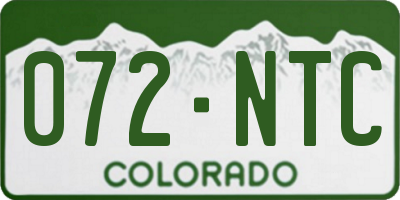 CO license plate 072NTC