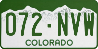 CO license plate 072NVW