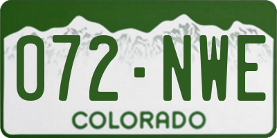 CO license plate 072NWE