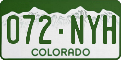 CO license plate 072NYH
