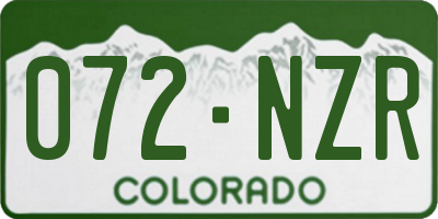 CO license plate 072NZR