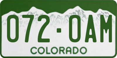 CO license plate 072OAM