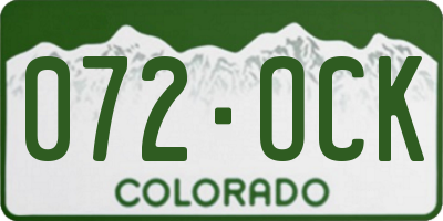 CO license plate 072OCK
