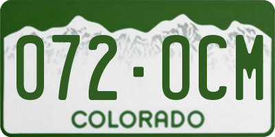 CO license plate 072OCM