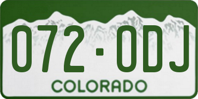 CO license plate 072ODJ