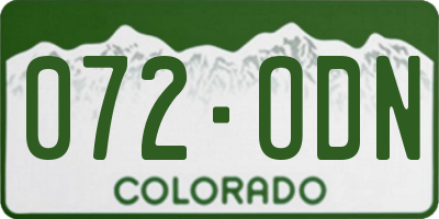 CO license plate 072ODN