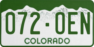 CO license plate 072OEN
