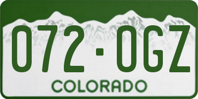 CO license plate 072OGZ