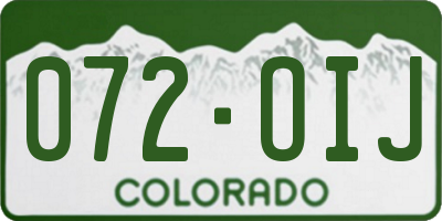 CO license plate 072OIJ