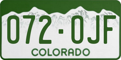 CO license plate 072OJF