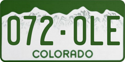 CO license plate 072OLE