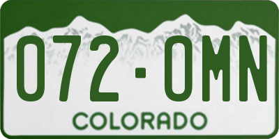 CO license plate 072OMN